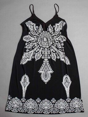 Tristan Mandala Black & White Spaghetti Strap Dress Size S